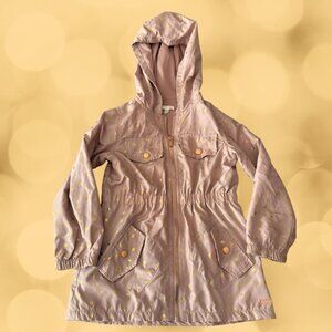 Tahari Girl Blush Pink and Gold Hooded Zip Up Spring Light Weight Jacket